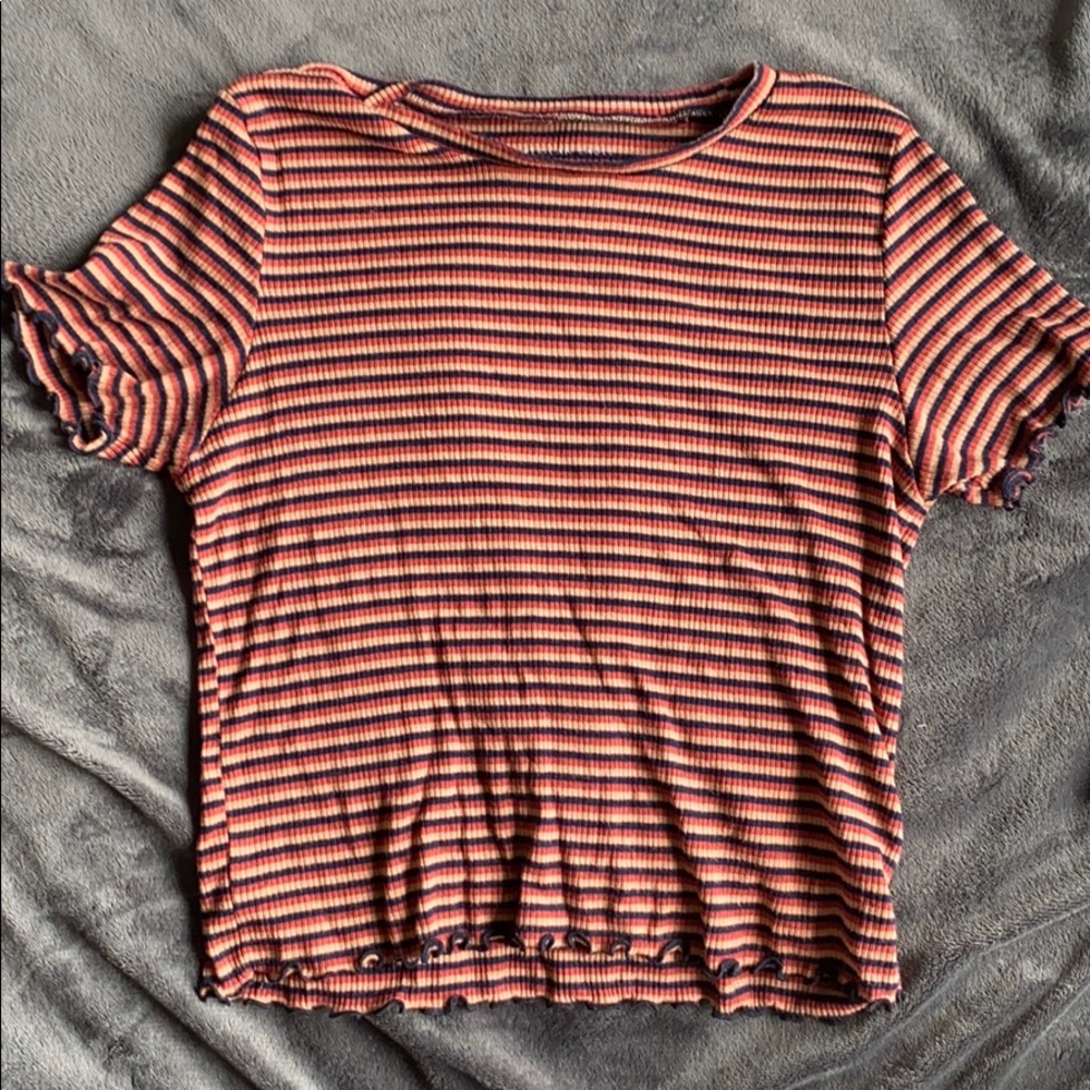striped shirt with ruffle edges
